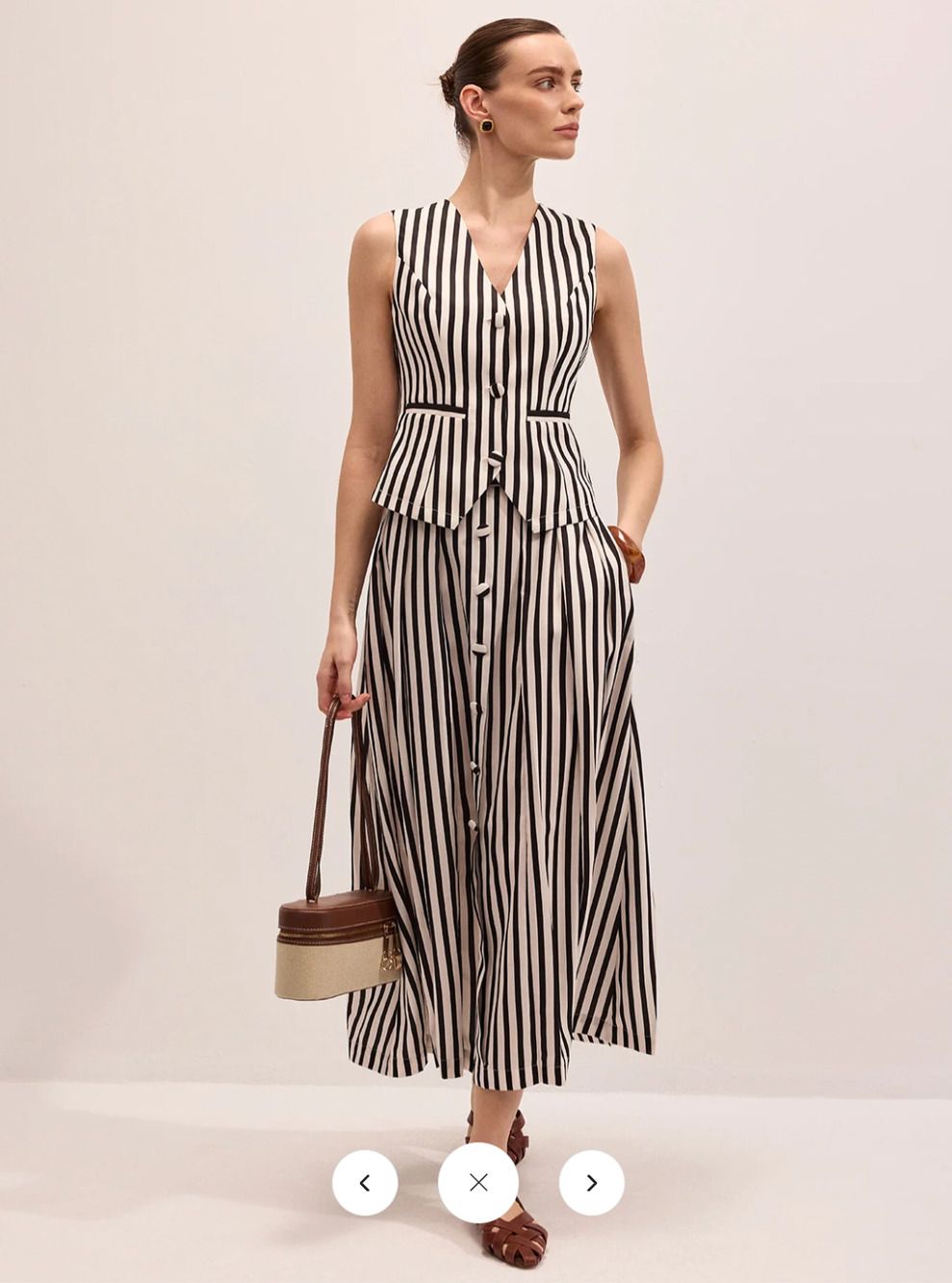 NWT Commense Striped Sleeveless Vest & Maxi Skirt Set Sz S